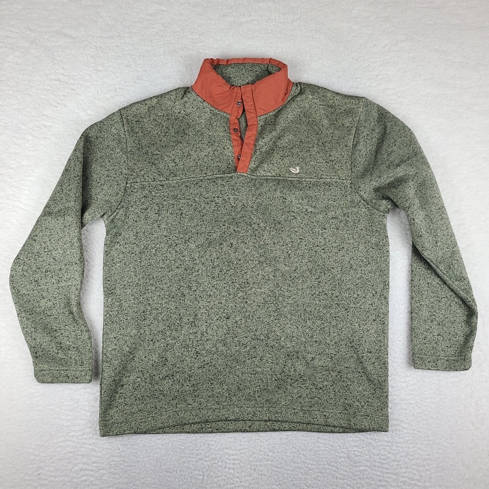 Southern Marsh Sweater Mens Large Olive Green FieldTec Fleece Quarter Button - Picture 1 of 11